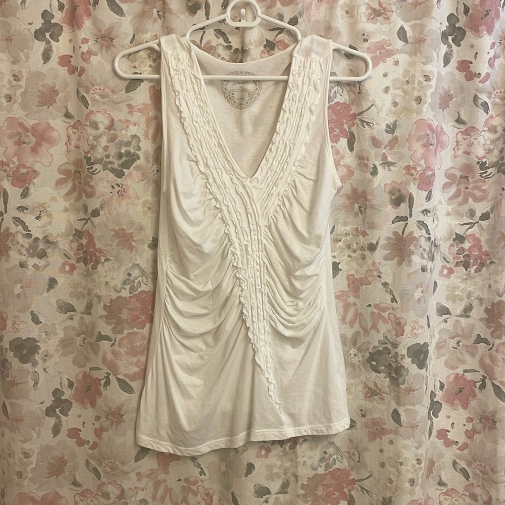 Deletta Anthropologie V Neck Tank Top - Size M - White